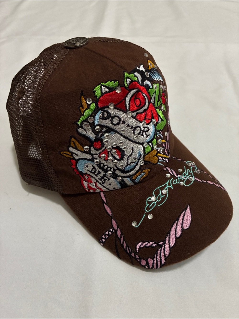 Don Ed Hardy Do Or Die Baseball Cap Trucker Hat Snapback Rhinestone Bling